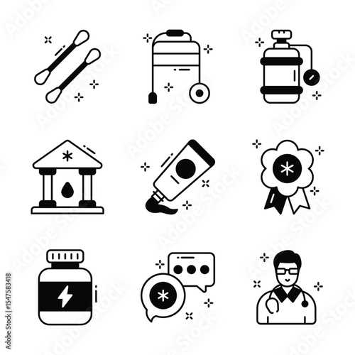 Grab this amazing set of medical and hospital glyph style icons