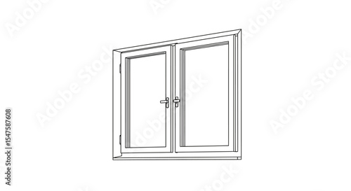 Sketch Style Vector Drawing of Open Home Window – Isolated Illustration