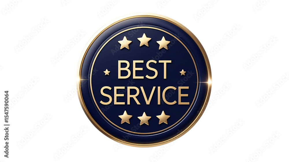 Fototapeta premium Navy & Gold “Best Service” Premium Seal Badge PNG