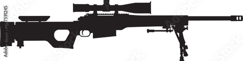 Silhouette of a Sniper Rifle with Scope and Bipod 