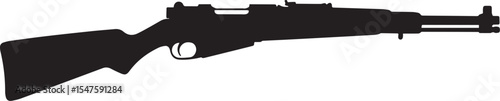 Silhouette of a Classic Military Style Rifle with Wooden Stock Design
