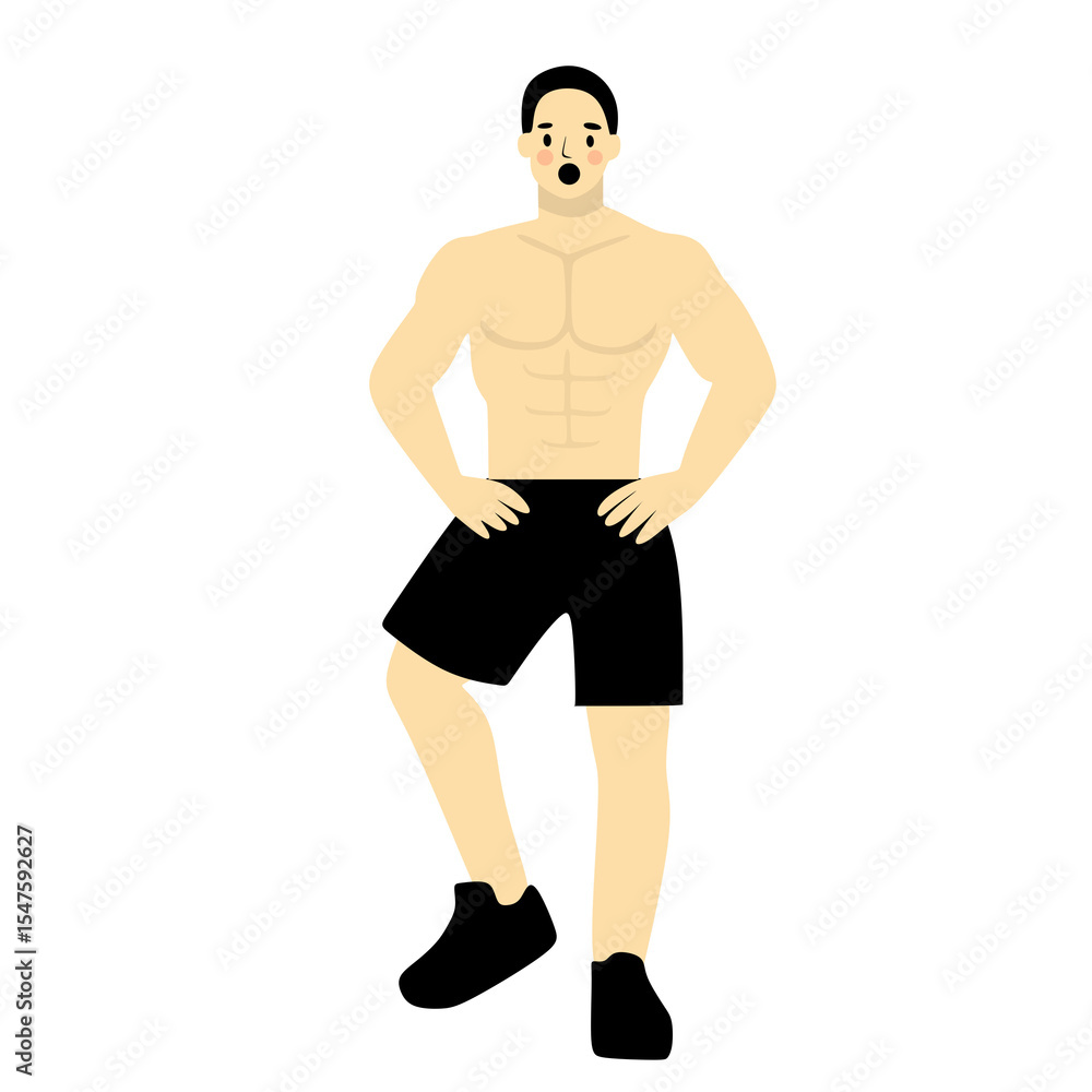 Man Warming Up Leg Lift Exercise Pose Character Man Warming Up Leg Lift Exercise Pose Character