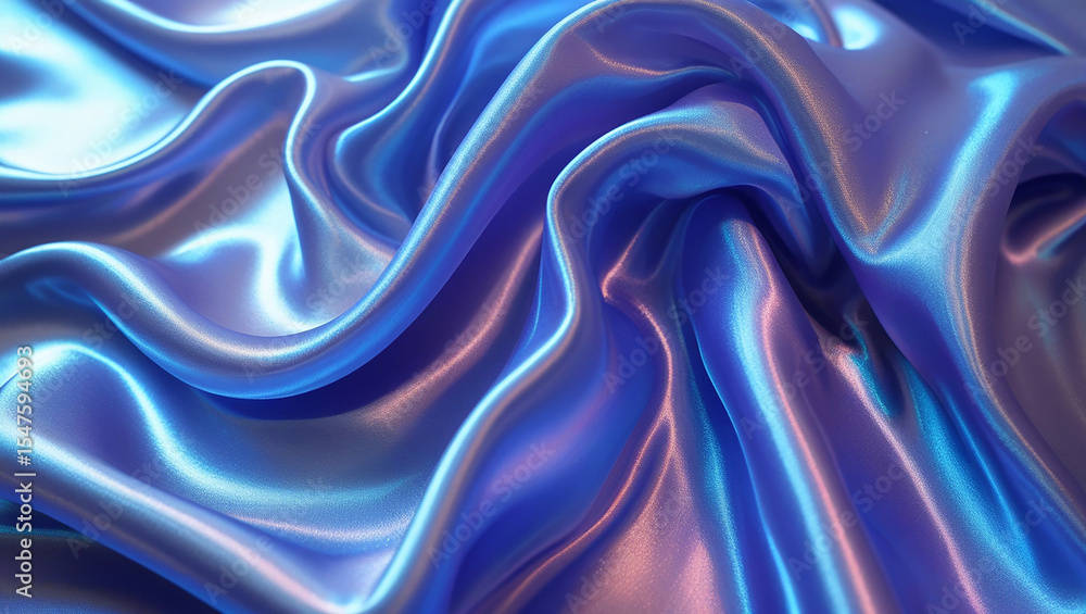 Fototapeta premium Iridescent Blue Satin Fabric Texture Abstract Background
