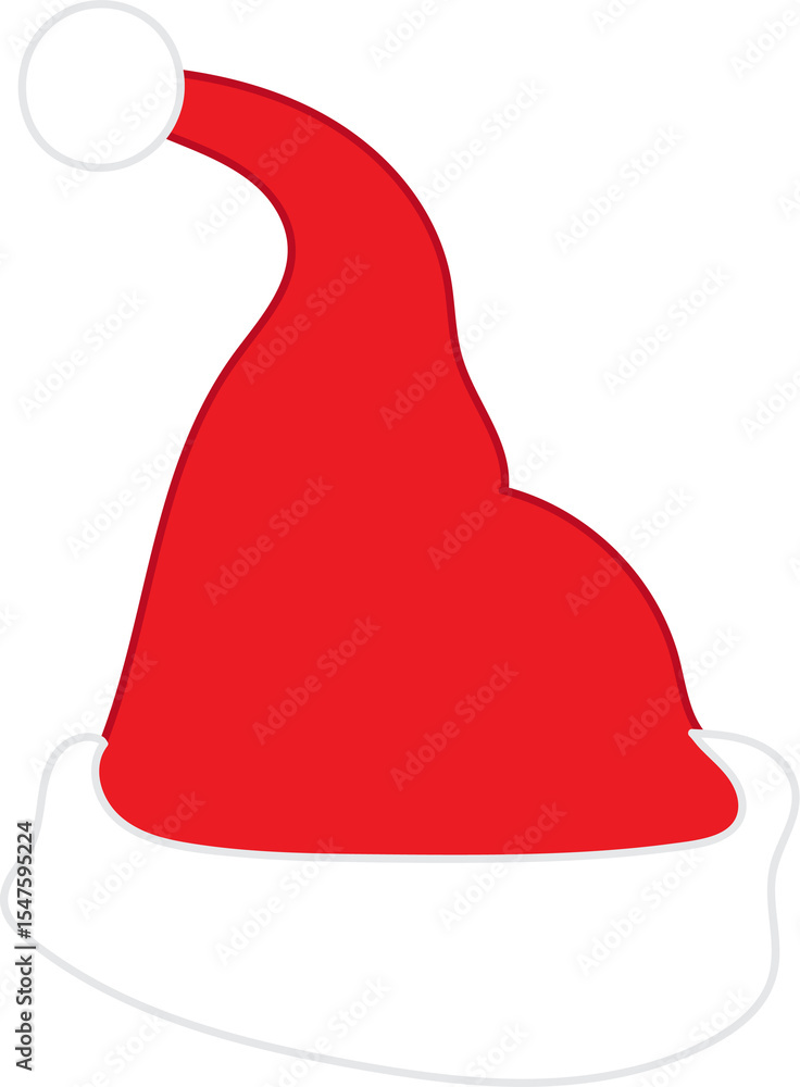 A bright red Santa hat with white trim. A bright red Santa hat with white trim.