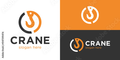 Creative simple crane logo template. Hook crane with abstract letter C for Crane logo design vector illustration.