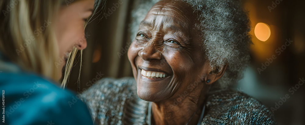 The caring nurse sharing a joyful moment with an elderly patient. The caring nurse sharing a joyful moment with an elderly patient.