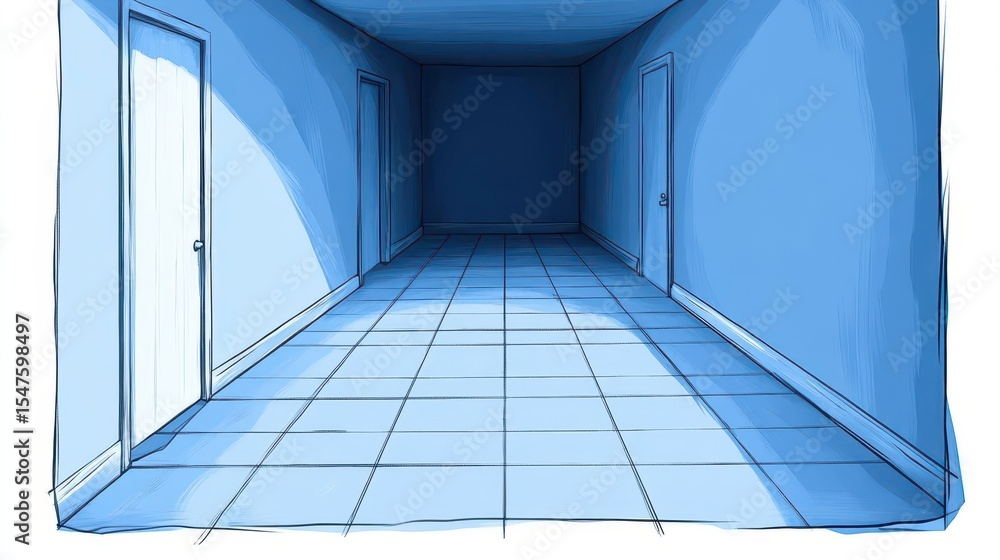 Obraz premium Empty Hallway Illustration