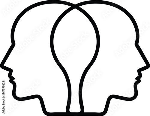 Healing mind-body connection icon featuring two heads 