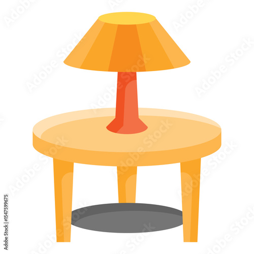 Table with lamp furniture flat icon