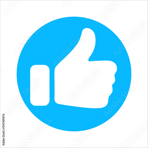 Social media reaction icons: heart, thumbs up, and thumbs down. Flat vector symbols in red and blue circles for feedback, approval, like, dislike, and user interaction in UI design.