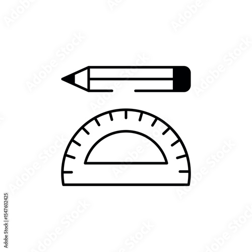 Protractor icon design with white background stock illustration