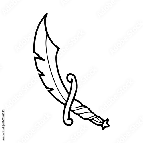 mythical curved sword outline