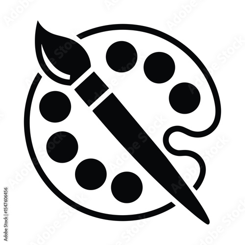 Artistic Essence: A silhouette of a paint palette with a brush, embodying creativity and artistic expression.