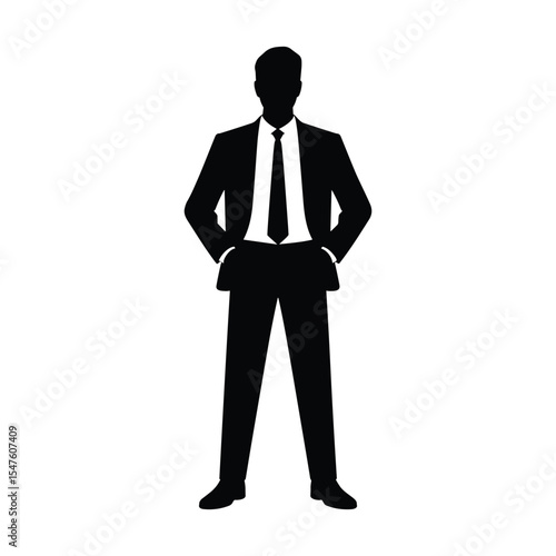 Silhouette of Success: A sharply dressed silhouette of a businessperson stands tall, embodying confidence and power. The minimalist design highlights professionalism and ambition.
