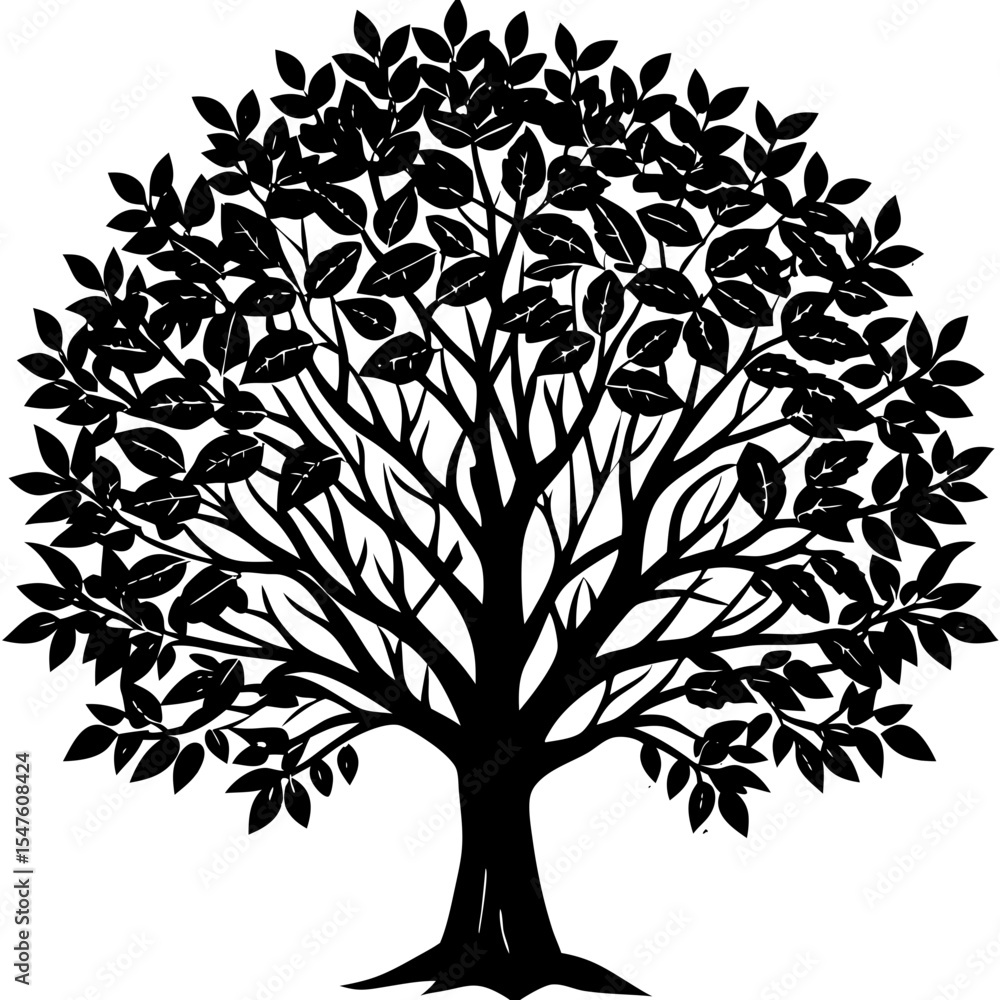 Obraz premium Deciduous Tree Silhouette Vector