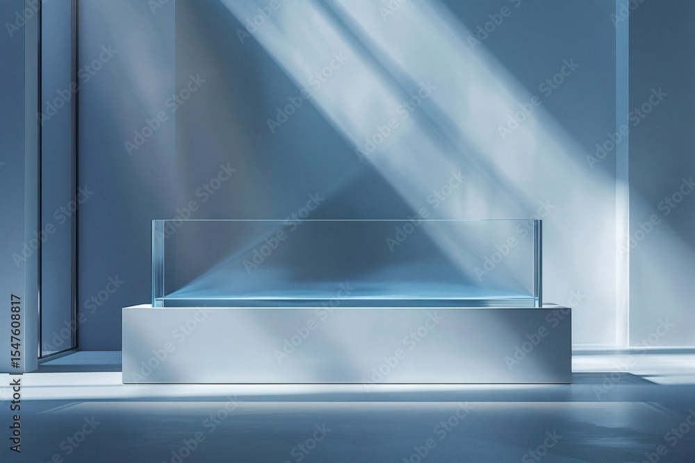 Obraz premium Glass display stand in the play of light and shadow