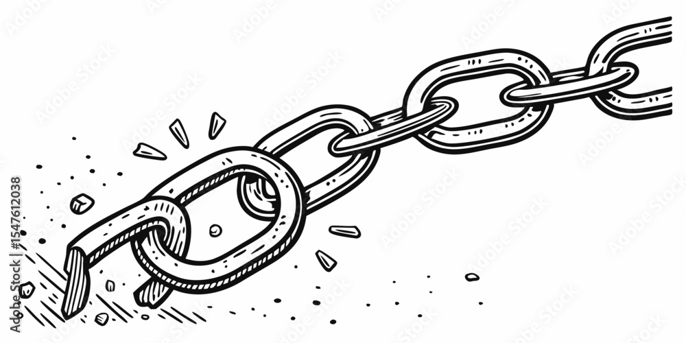Naklejka premium Breakthrough Drawing – Chain Snapping Moment