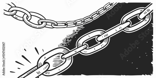 Grunge Sketch of Chain Snapping Apart