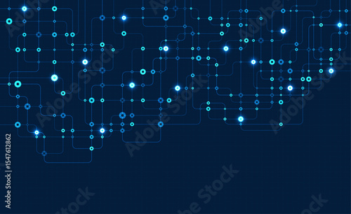 Circuit connect lines and dots. Network technology and Connection concept. Decentralized network nodes connections