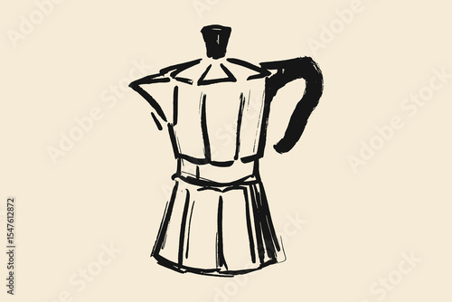 moka coffee pot expressive sketch vector illustration