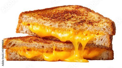 Melted cheese oozing from grilled cheese sandwich, golden crust, drool-worthy comfort food.
