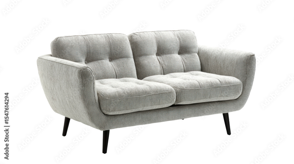 Obraz premium Modern grey sofa with comfortable cushions, perfect for stylish living spaces.