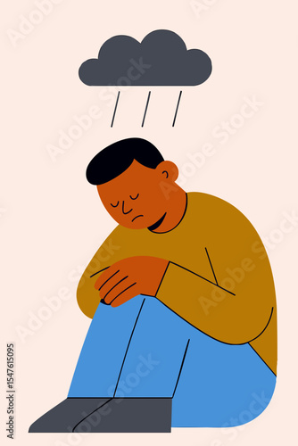 Depression Infographic Concept – Mental Health Schema Illustration with Emotional Symptoms