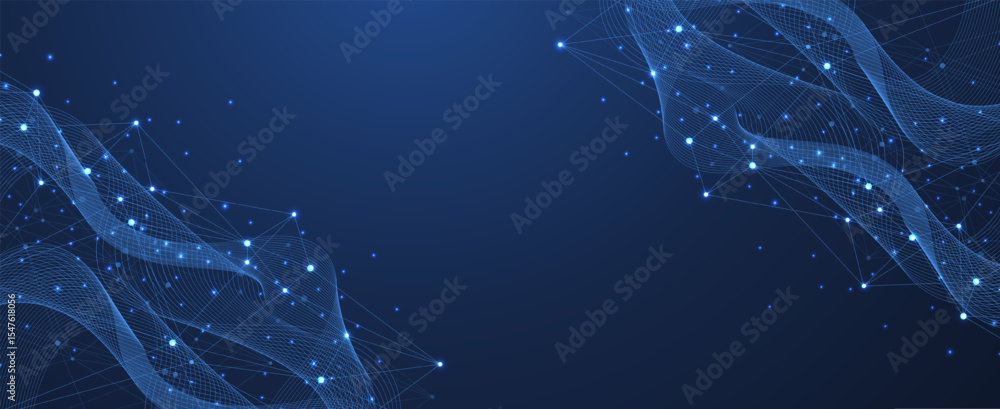 Global network connection concept. Big data visualization. Social network communication in the global computer networks. Internet technology. Business. Science. Vector illustration