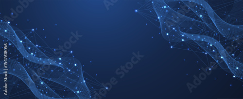 Global network connection concept. Big data visualization. Social network communication in the global computer networks. Internet technology. Business. Science. Vector illustration