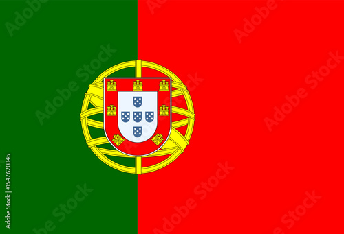 Vector illustration of Portugal flag showcasing the iconic shield and traditional colors.