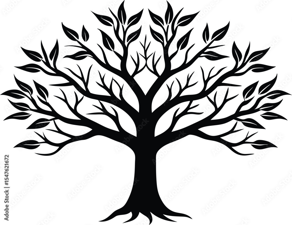 Fototapeta premium Tree Branch Pattern Detail Silhouette, Nature Branch Line Art Pattern