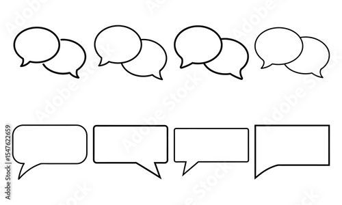 Outline speech bubble line art vector set perfect for social media