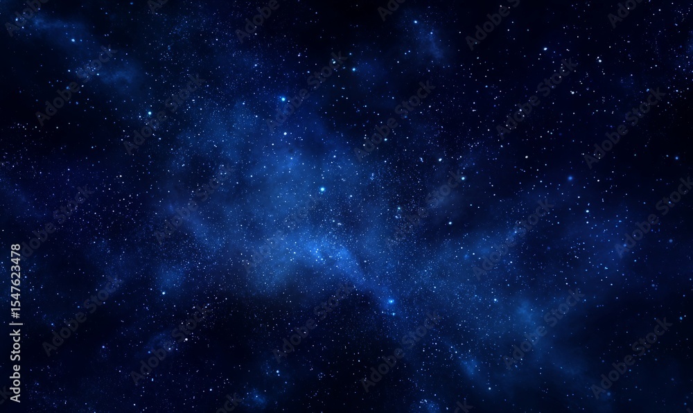 Dark Blue Nebula with Sparkling Stars Night Sky Dark Blue Nebula with Sparkling Stars Night Sky