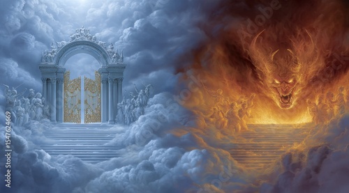 Heaven's golden gate vs. fiery hell