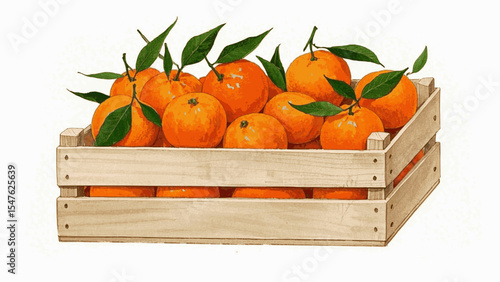 Scented Rest Wooden box for oranges isolated watercolor vector illustration svg