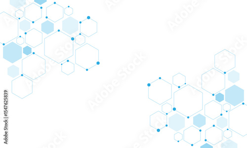 Science network pattern blue Hexagonal abstract background. Big Data Visualization structure elements . Health care and science medical pattern innovation. Template design with concept Dots and lines.