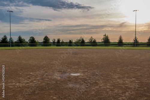 an umpires view from homeplate to second base  on a baseball field