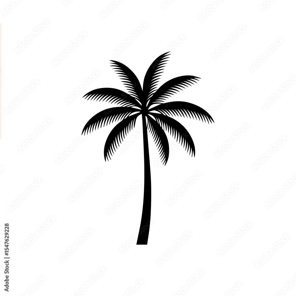 Obraz premium Minimalist Black Palm Tree Silhouette on White Background