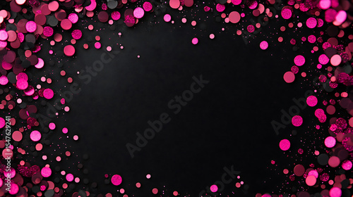 Festive frame pink and black confetti sparkling celebration backdrop party decoration holiday background