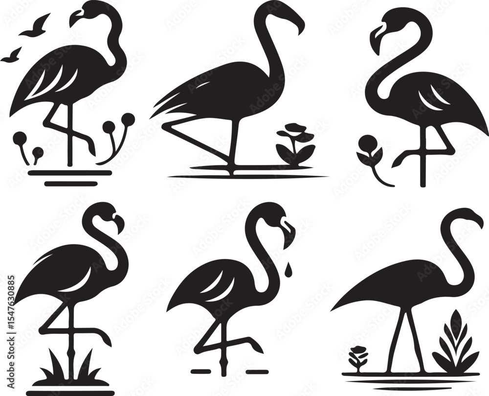 Obraz premium Flamingo vector illustration elegant tropical bird Design Summer Themes on white background