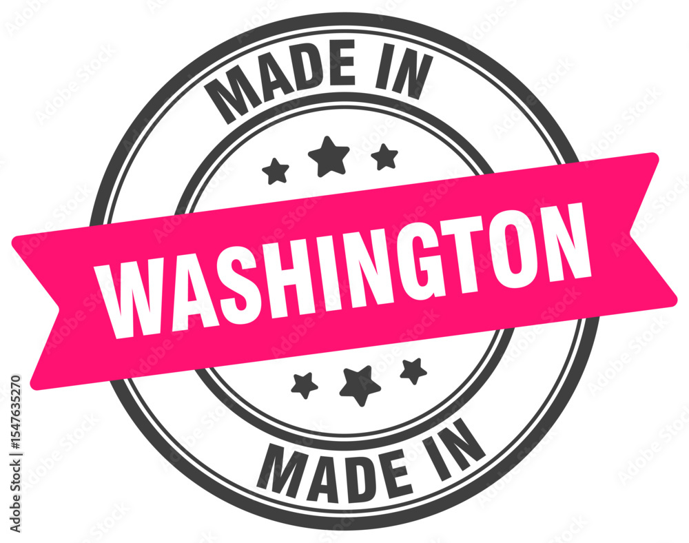Obraz premium Made in Washington round sign. Made in Washington stamp.
