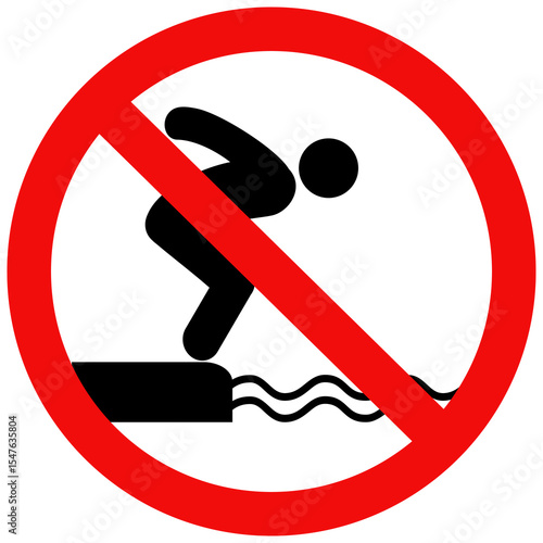Prohibition sign do not diving or jump into the water, for safety sign swimming pool. Vector illustration design.