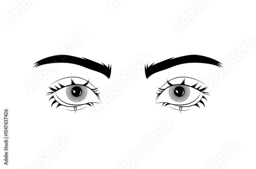 Woman seducing eyes digital art drawing isolated on white background - vector illustration