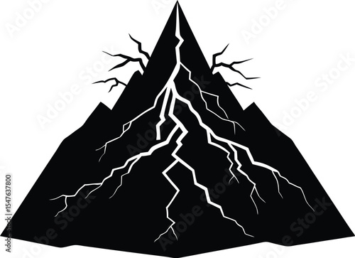  lightning striking mountain peak silhouette