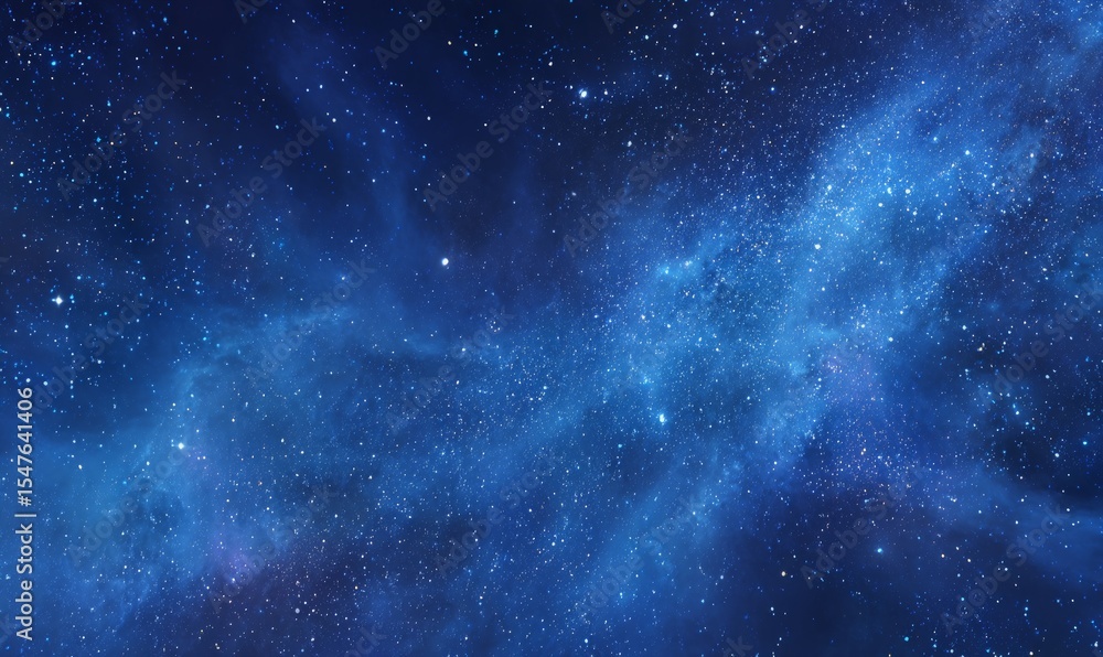 Fototapeta premium Dark Blue Night Sky with Sparkling Stars and Nebulae