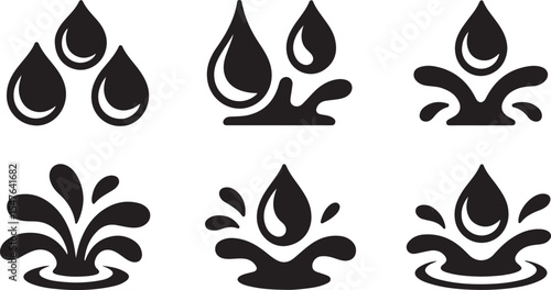  Abstract water droplet and splash illustrations for clean energy, hydration, and liquid branding concepts