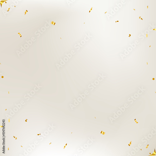 Golden Confetti and Streamers on Light Gradient Background – Celebration Theme