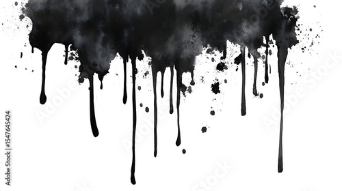 Dramatic black ink splash dripping down, perfect for artistic headers or moody overlay designs