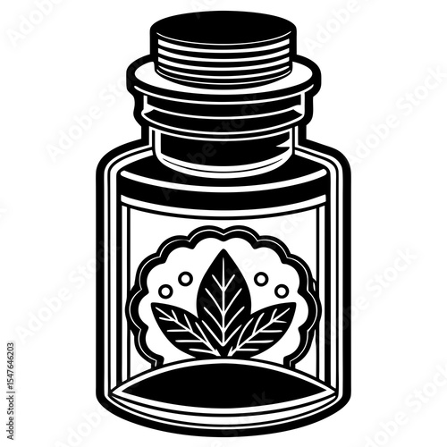 Bottle with herbal extract isolated on white background