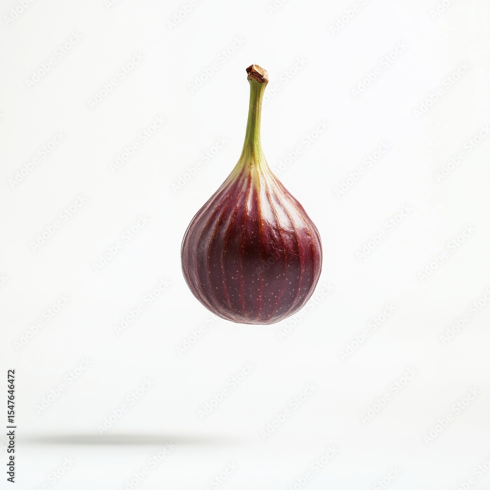 Fototapeta premium Fresh Fig Dropping Down on White Background Isolated Image
